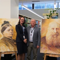 Picture of Jodie and Ross with the two new portraits
